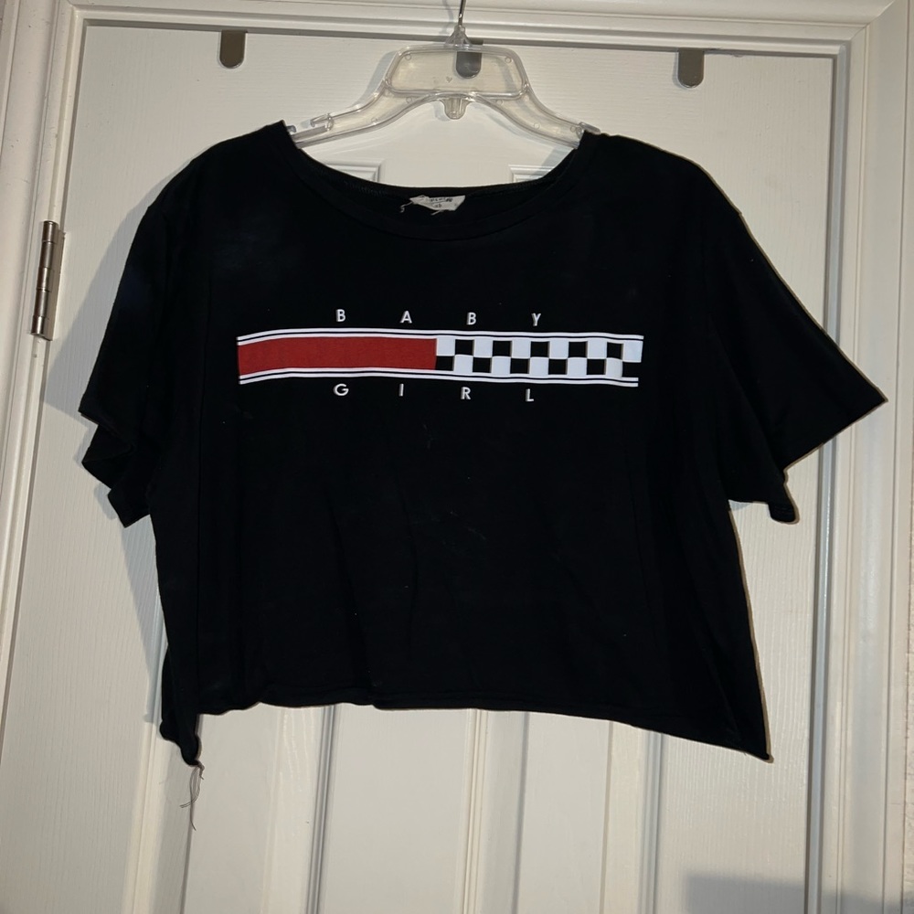Baby girl black tee crop top